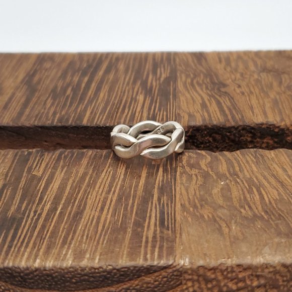 Size 6.25 925 Sterling Silver Cool Thick Solid Woven Ring - Picture 2 of 7